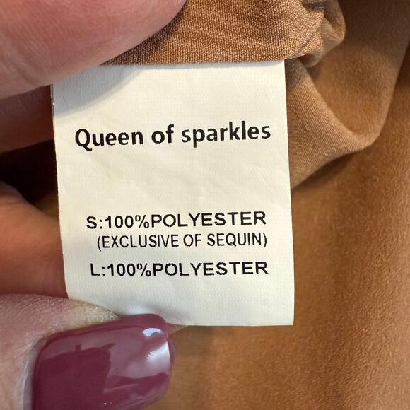 Queen of Sparkles Turquoise Blue Sequin Short Sleeve Dress Size Small - Picture 5 of 9